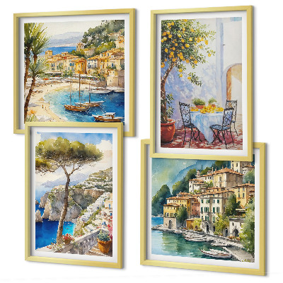 Set 4 slike u okviru Akvarel talijanskih gradova