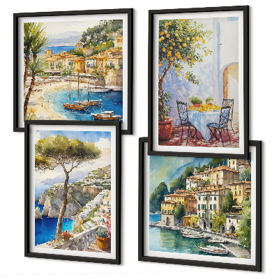 Set 4 slike u okviru Akvarel talijanskih gradova