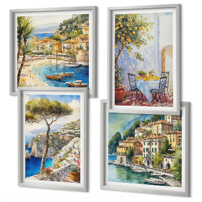 Set 4 slike u okviru Akvarel talijanskih gradova