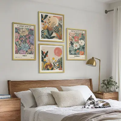 Cvjetni plakati Pariz London set 4 slike u okviru