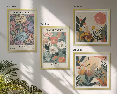Cvjetni plakati Pariz London set 4 slike u okviru
