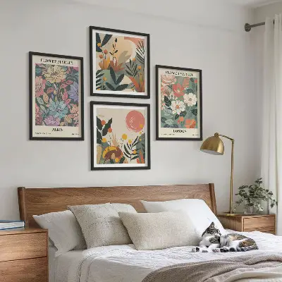 Cvjetni plakati Pariz London set 4 slike u okviru