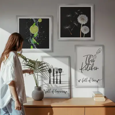 Dekorativni komplet zidnih slika natpisi u kuhinji s motivom maslačka i limete
