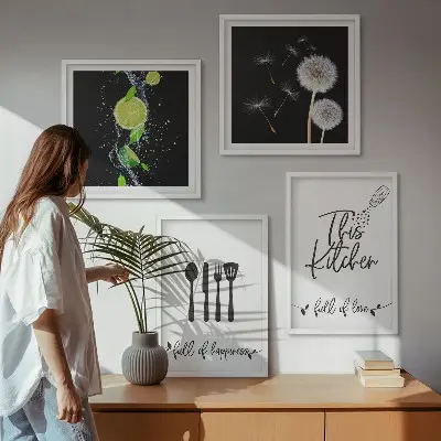 Dekorativni komplet zidnih slika natpisi u kuhinji s motivom maslačka i limete