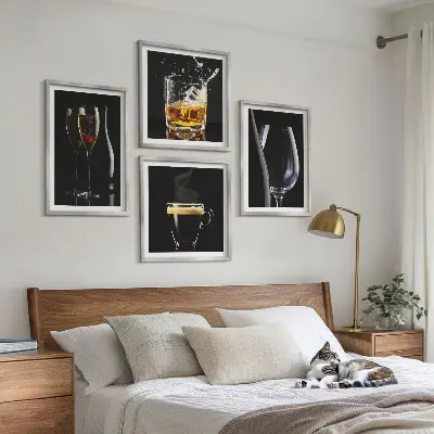 Komplet slika za spavaću sobu s motivima viskija, vina, šampanjca i kave