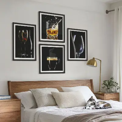 Komplet slika za spavaću sobu s motivima viskija, vina, šampanjca i kave