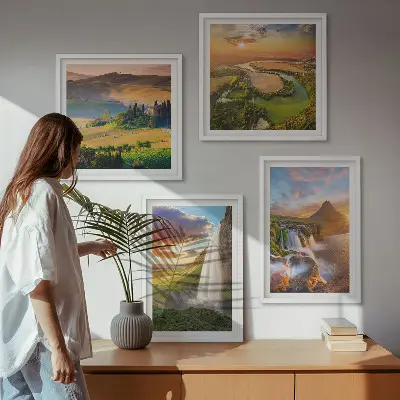 Talijanski pogledi na zalazak sunca set od 4 slike u okviru