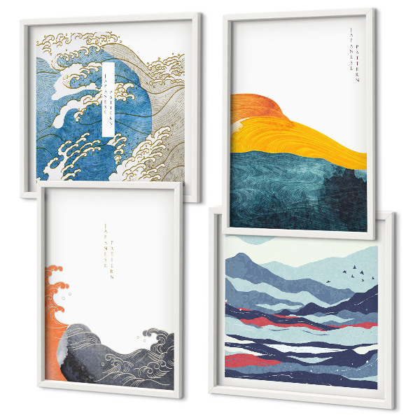 Set 4 slike u okviru Valovi japanske umjetničke grafike