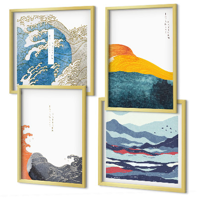 Set 4 slike u okviru Valovi japanske umjetničke grafike