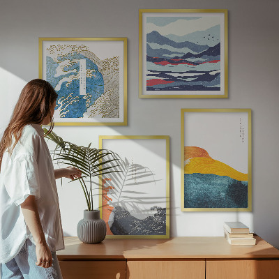 Set 4 slike u okviru Valovi japanske umjetničke grafike