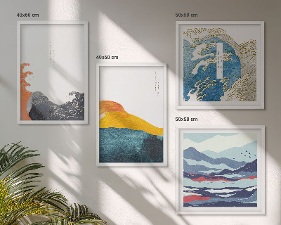 Set 4 slike u okviru Valovi japanske umjetničke grafike