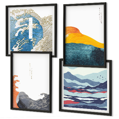 Set 4 slike u okviru Valovi japanske umjetničke grafike