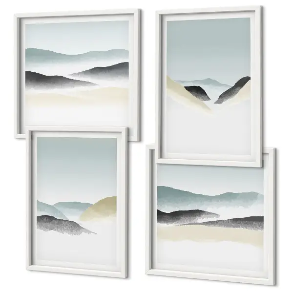 Dekorativni komplet zidnih slika minimalističke pastele s motivom planina