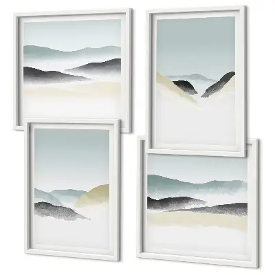 Dekorativni komplet zidnih slika minimalističke pastele s motivom planina