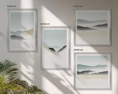 Dekorativni komplet zidnih slika minimalističke pastele s motivom planina