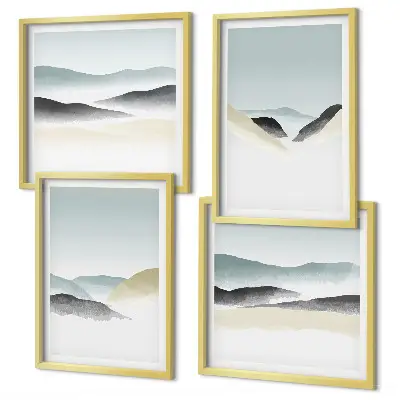 Dekorativni komplet zidnih slika minimalističke pastele s motivom planina