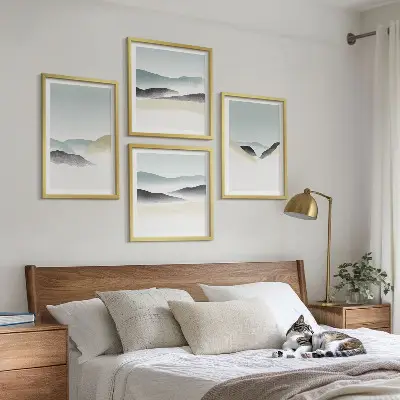 Dekorativni komplet zidnih slika minimalističke pastele s motivom planina
