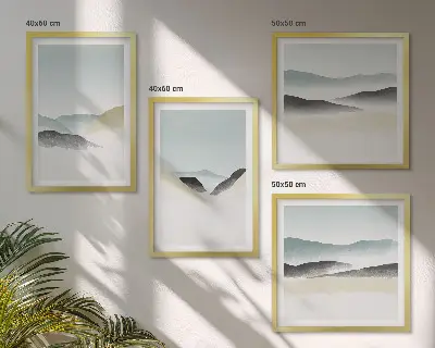 Dekorativni komplet zidnih slika minimalističke pastele s motivom planina
