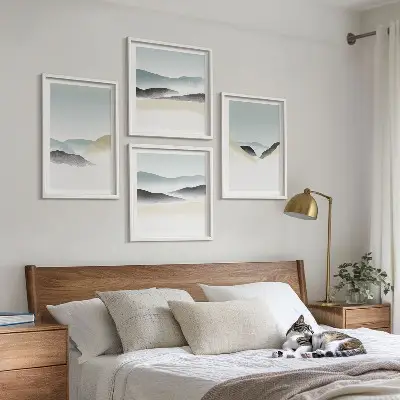 Dekorativni komplet zidnih slika minimalističke pastele s motivom planina