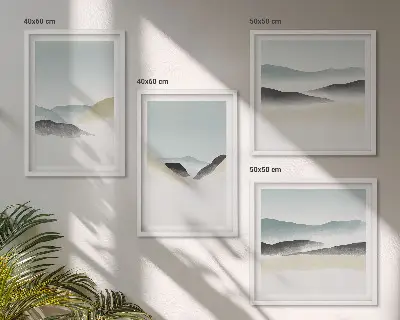 Dekorativni komplet zidnih slika minimalističke pastele s motivom planina