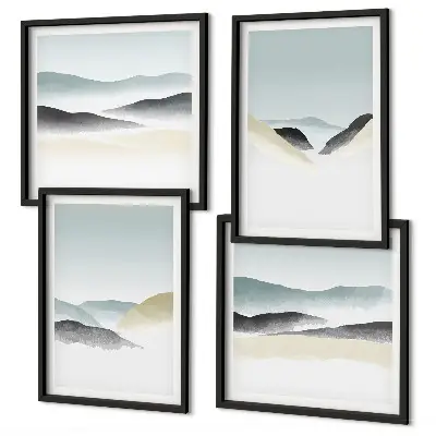 Dekorativni komplet zidnih slika minimalističke pastele s motivom planina