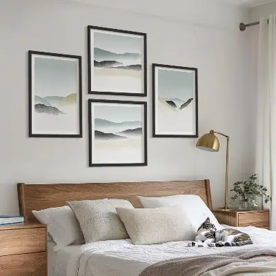 Dekorativni komplet zidnih slika minimalističke pastele s motivom planina