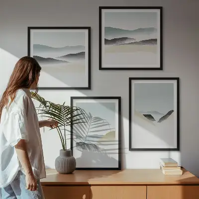 Dekorativni komplet zidnih slika minimalističke pastele s motivom planina