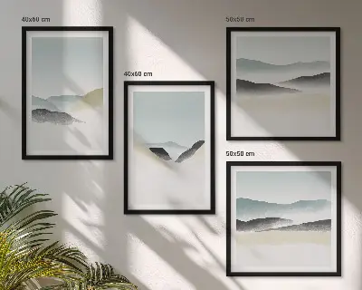 Dekorativni komplet zidnih slika minimalističke pastele s motivom planina