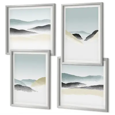 Dekorativni komplet zidnih slika minimalističke pastele s motivom planina