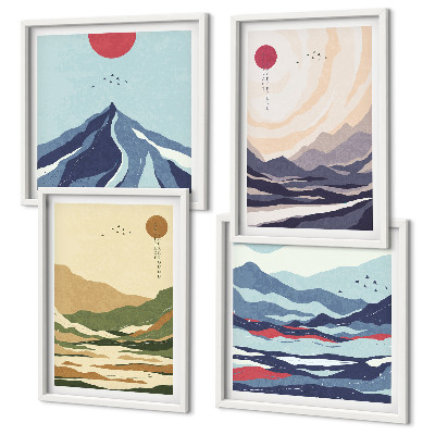 Komplet slika za spavaću sobu Pastelne planine u japandi stilu