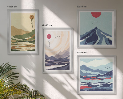 Komplet slika za spavaću sobu Pastelne planine u japandi stilu