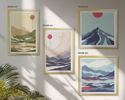 Komplet slika za spavaću sobu Pastelne planine u japandi stilu