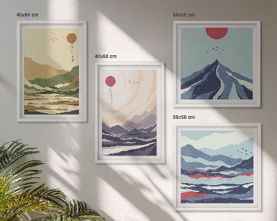 Komplet slika za spavaću sobu Pastelne planine u japandi stilu