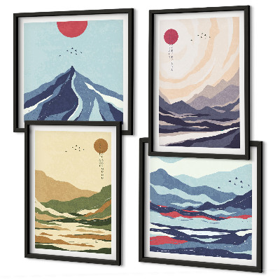 Komplet slika za spavaću sobu Pastelne planine u japandi stilu