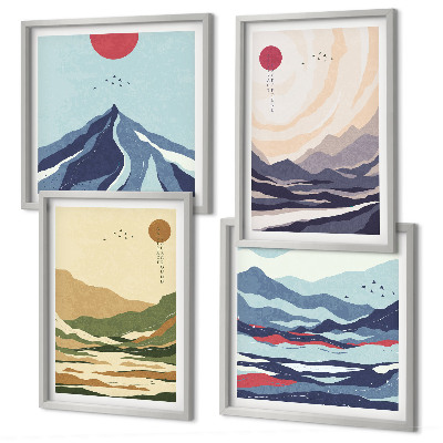 Komplet slika za spavaću sobu Pastelne planine u japandi stilu
