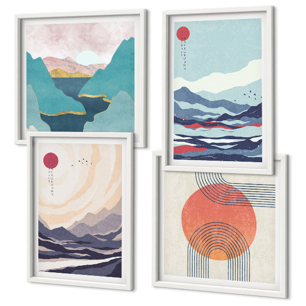 Set 4 slike u okviru Japanski planinski krajolici