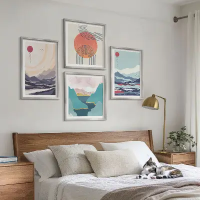 Japanski planinski krajolici set od 4 slike u okviru