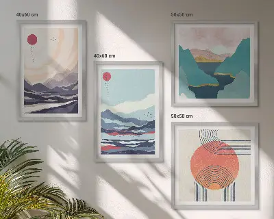Japanski planinski krajolici set od 4 slike u okviru