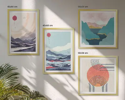 Japanski planinski krajolici set od 4 slike u okviru