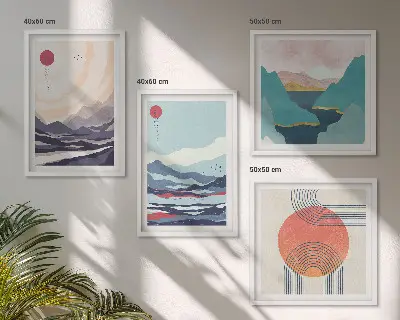 Japanski planinski krajolici set od 4 slike u okviru
