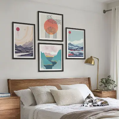 Japanski planinski krajolici set od 4 slike u okviru
