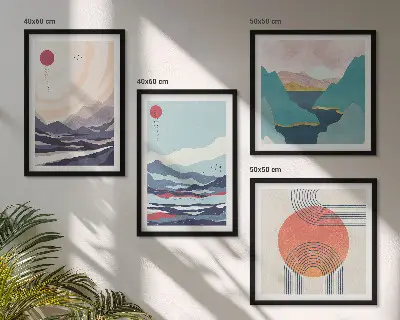 Japanski planinski krajolici set od 4 slike u okviru