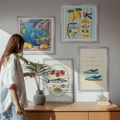 Set 4 slike u okviru šarene slike s motivima talijanskih okusa