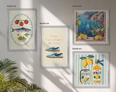 Set 4 slike u okviru šarene slike s motivima talijanskih okusa