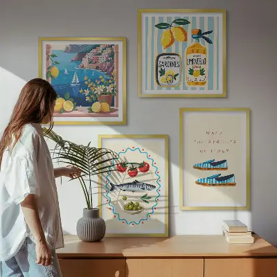 Set 4 slike u okviru šarene slike s motivima talijanskih okusa