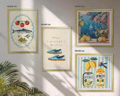 Set 4 slike u okviru šarene slike s motivima talijanskih okusa