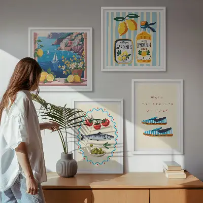 Set 4 slike u okviru šarene slike s motivima talijanskih okusa