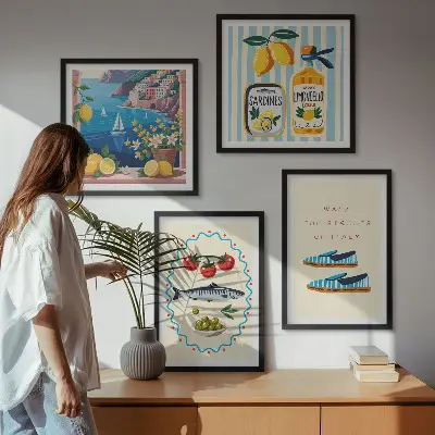 Set 4 slike u okviru šarene slike s motivima talijanskih okusa