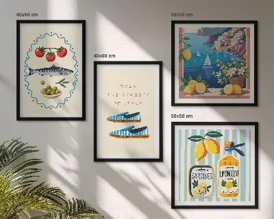 Set 4 slike u okviru šarene slike s motivima talijanskih okusa