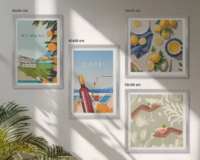 Komplet slika za spavaću sobu motiv talijanskih limuna na Capriju